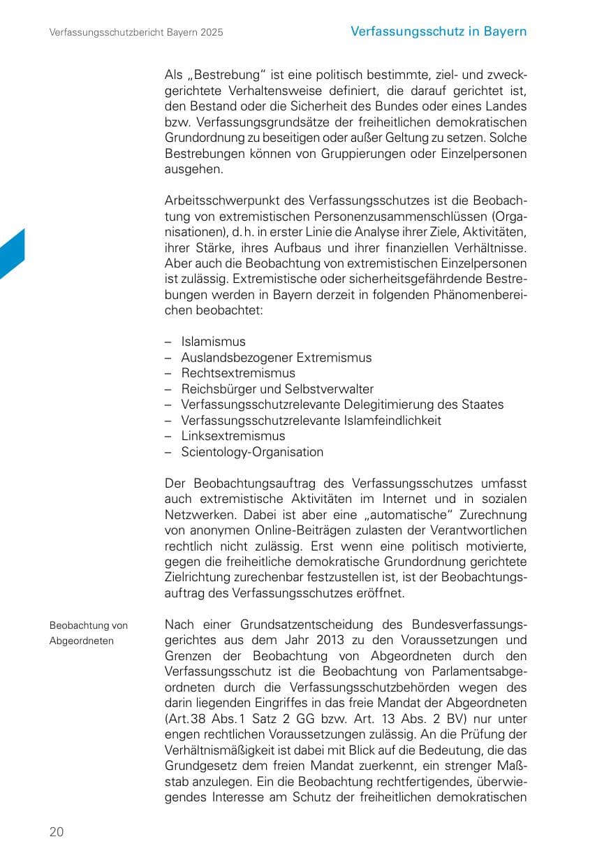 Seite 20 des Verfassungsschutzbericht 2025 Bayern