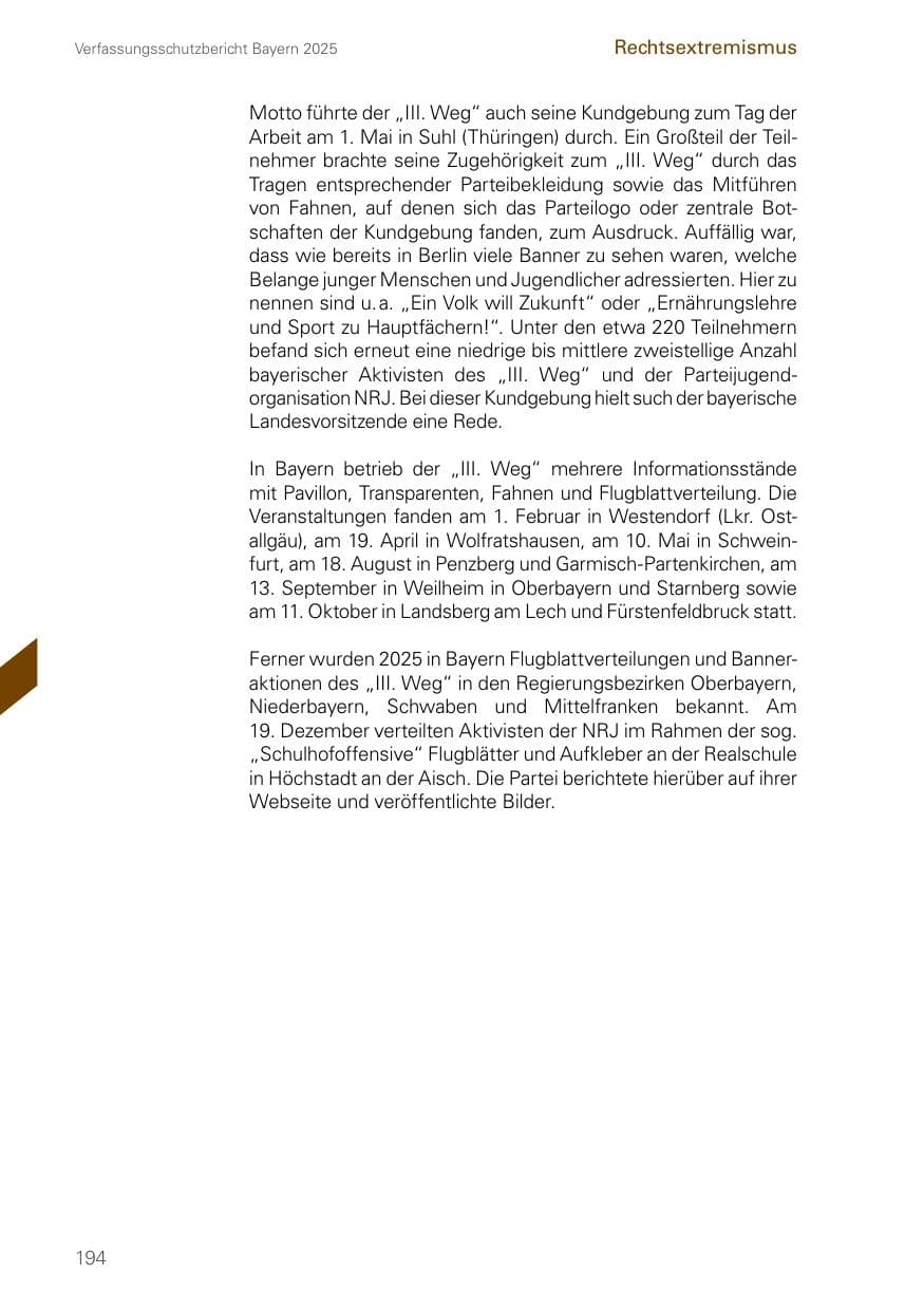 Seite 194 des Verfassungsschutzbericht 2025 Bayern