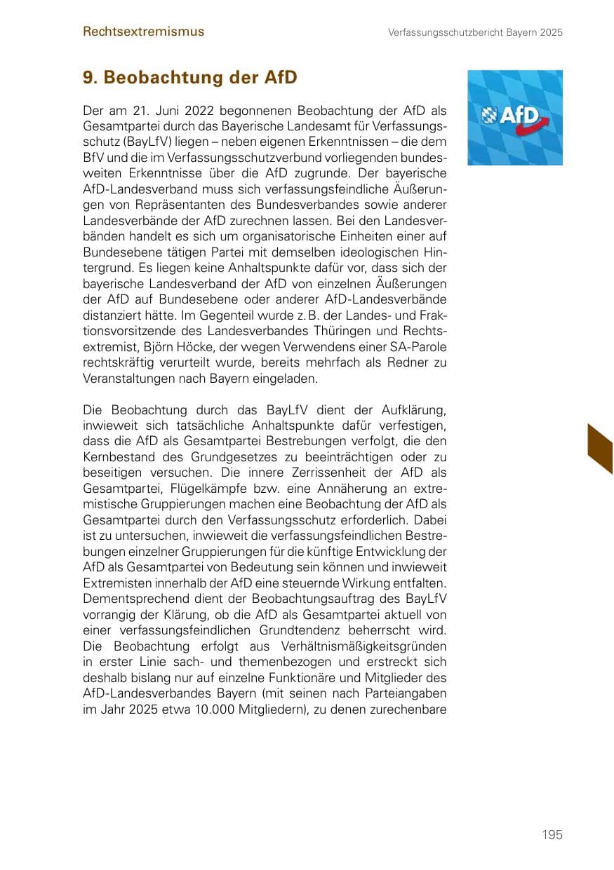 Seite 195 des Verfassungsschutzbericht 2025 Bayern