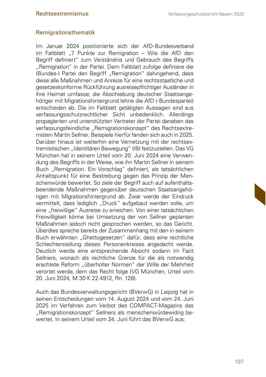 Seite 197 des Verfassungsschutzbericht 2025 Bayern