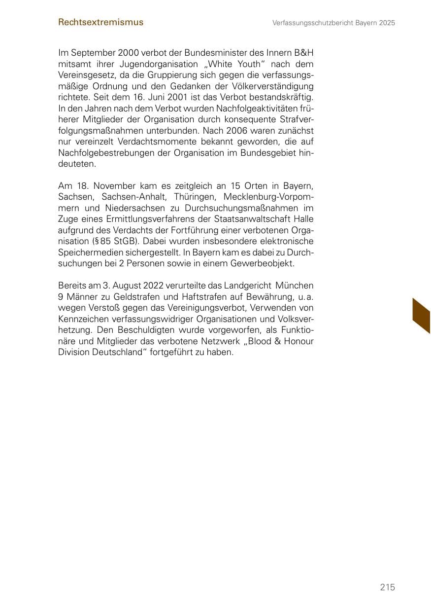 Seite 215 des Verfassungsschutzbericht 2025 Bayern