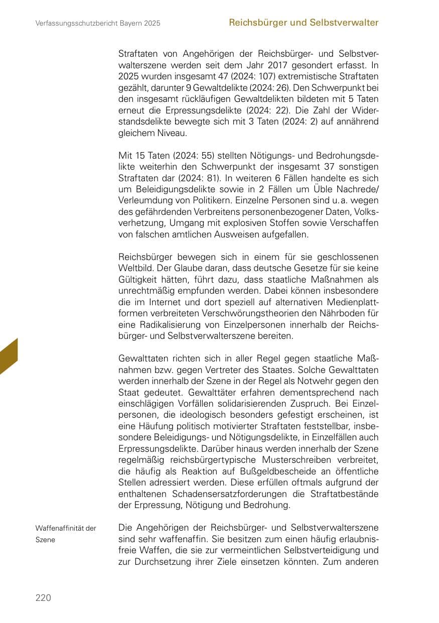 Seite 220 des Verfassungsschutzbericht 2025 Bayern