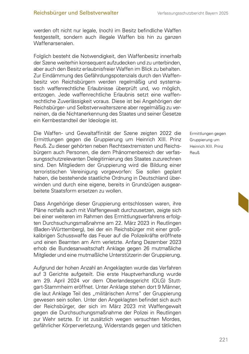 Seite 221 des Verfassungsschutzbericht 2025 Bayern