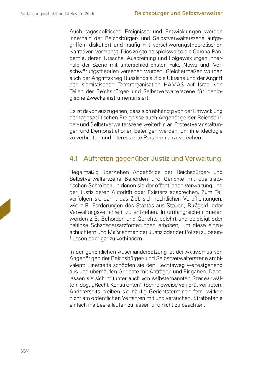 Seite 224 des Verfassungsschutzbericht 2025 Bayern