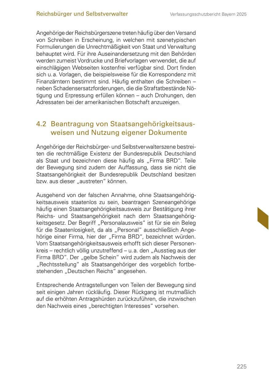 Seite 225 des Verfassungsschutzbericht 2025 Bayern