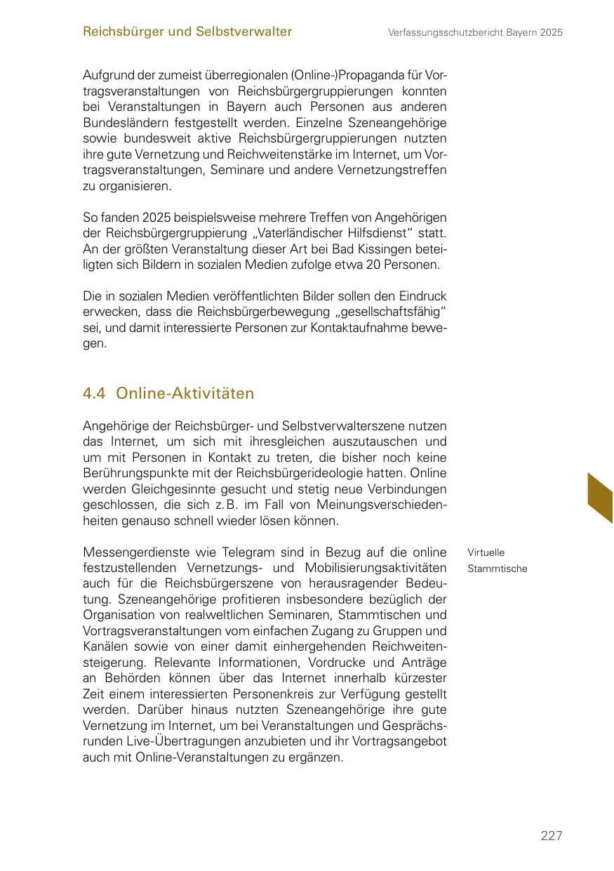 Seite 227 des Verfassungsschutzbericht 2025 Bayern