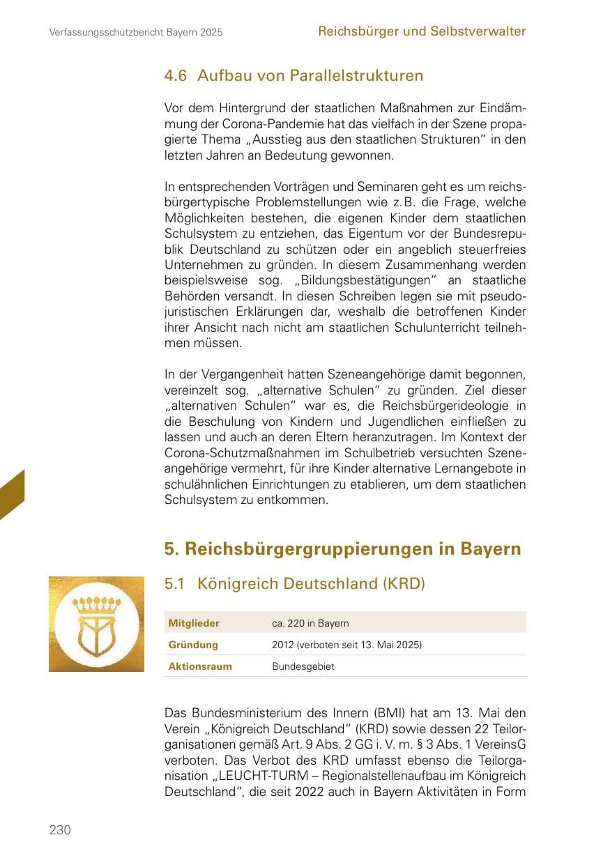 Seite 230 des Verfassungsschutzbericht 2025 Bayern