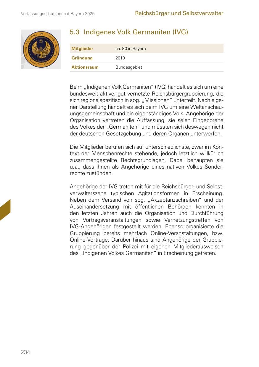 Seite 234 des Verfassungsschutzbericht 2025 Bayern