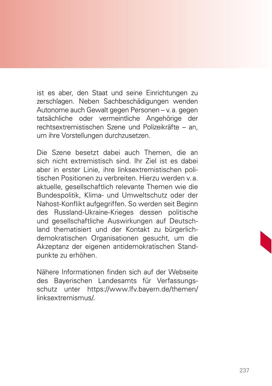 Seite 237 des Verfassungsschutzbericht 2025 Bayern