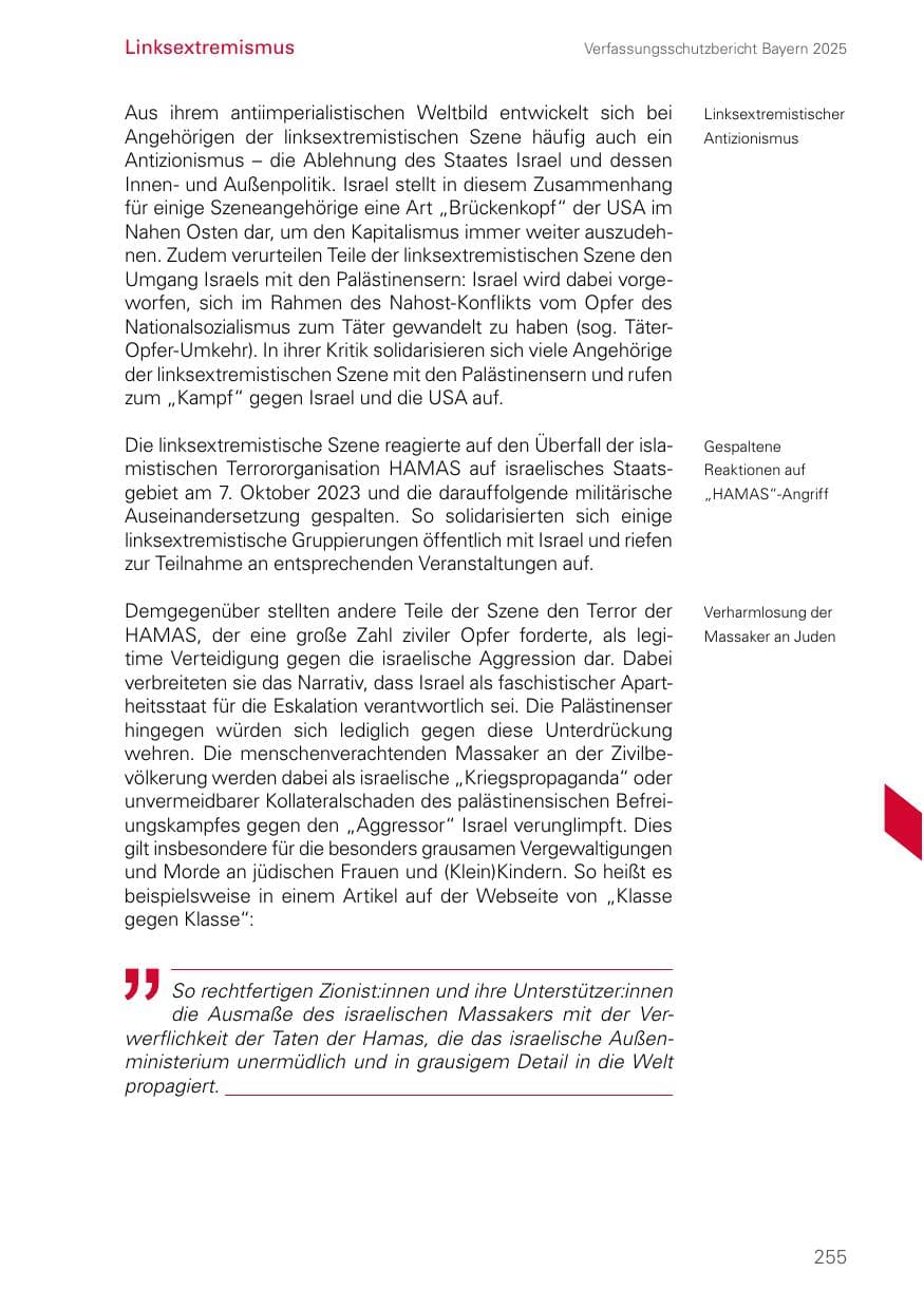 Seite 255 des Verfassungsschutzbericht 2025 Bayern