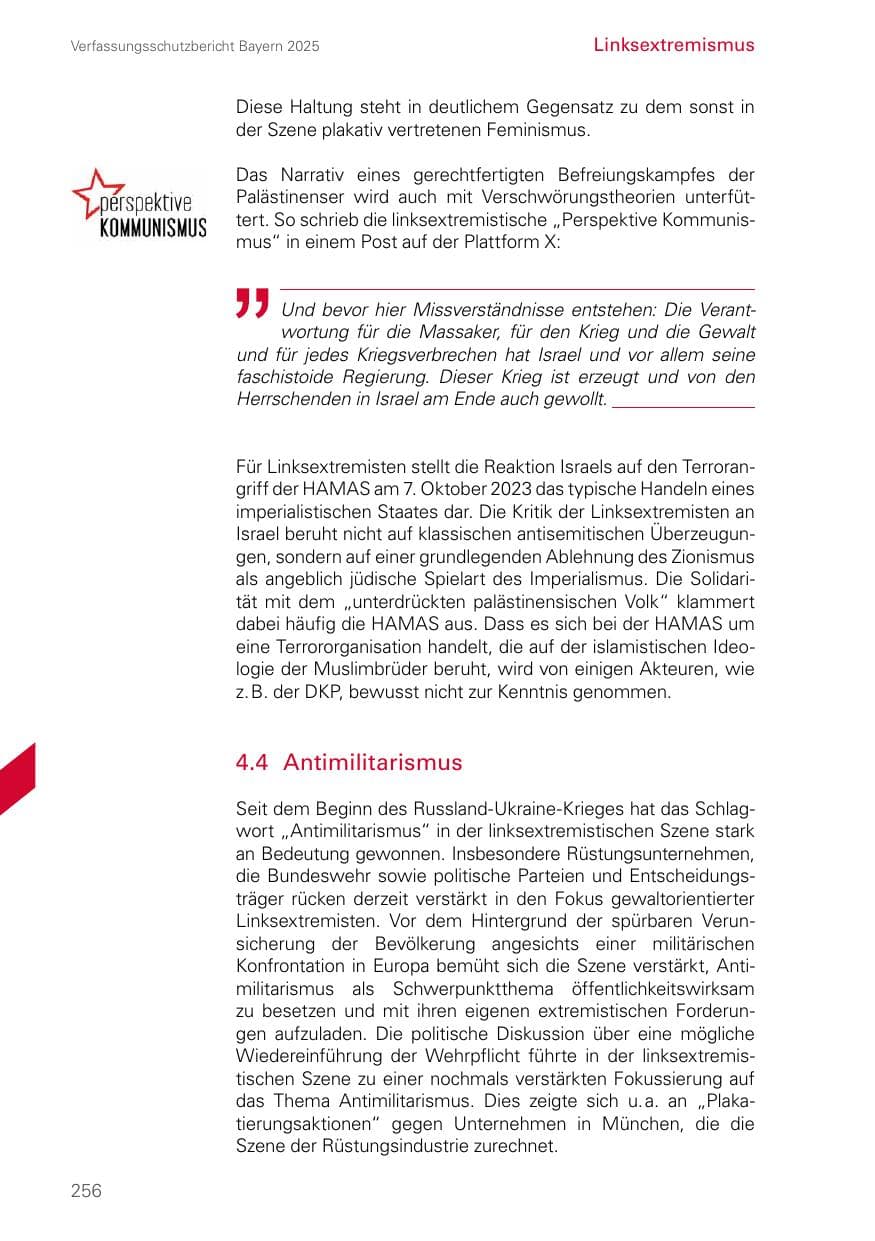 Seite 256 des Verfassungsschutzbericht 2025 Bayern