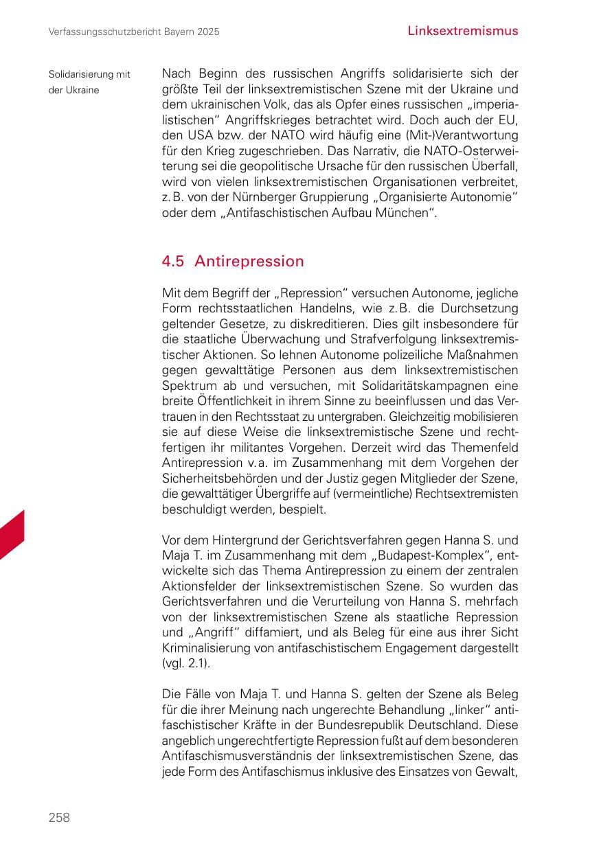 Seite 258 des Verfassungsschutzbericht 2025 Bayern
