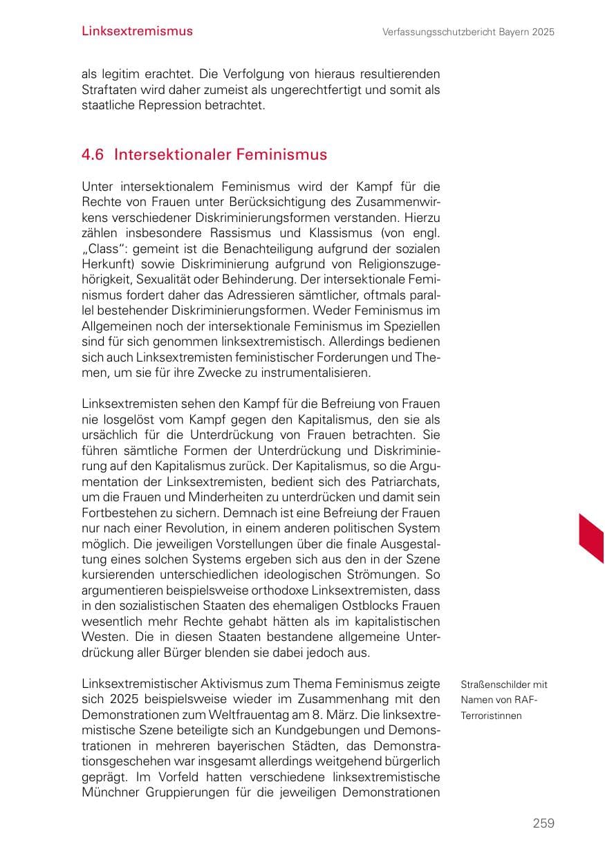 Seite 259 des Verfassungsschutzbericht 2025 Bayern