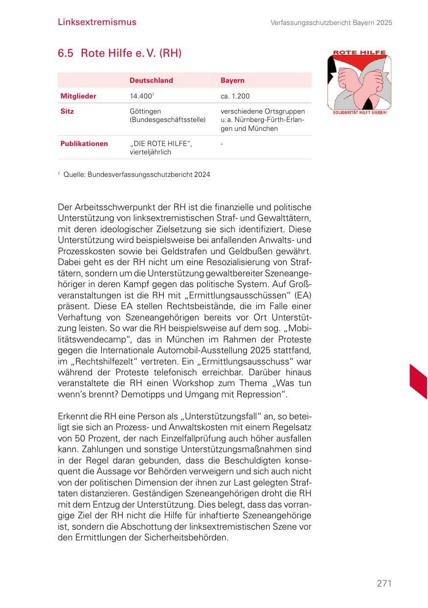 Seite 271 des Verfassungsschutzbericht 2025 Bayern