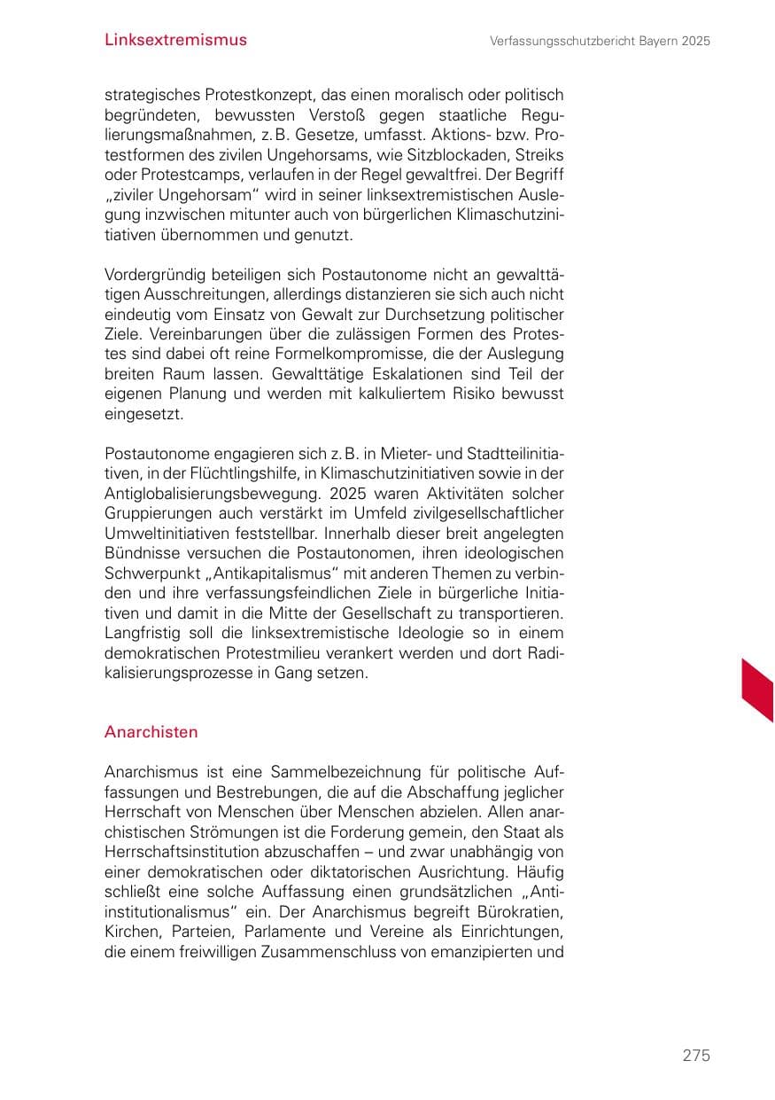 Seite 275 des Verfassungsschutzbericht 2025 Bayern