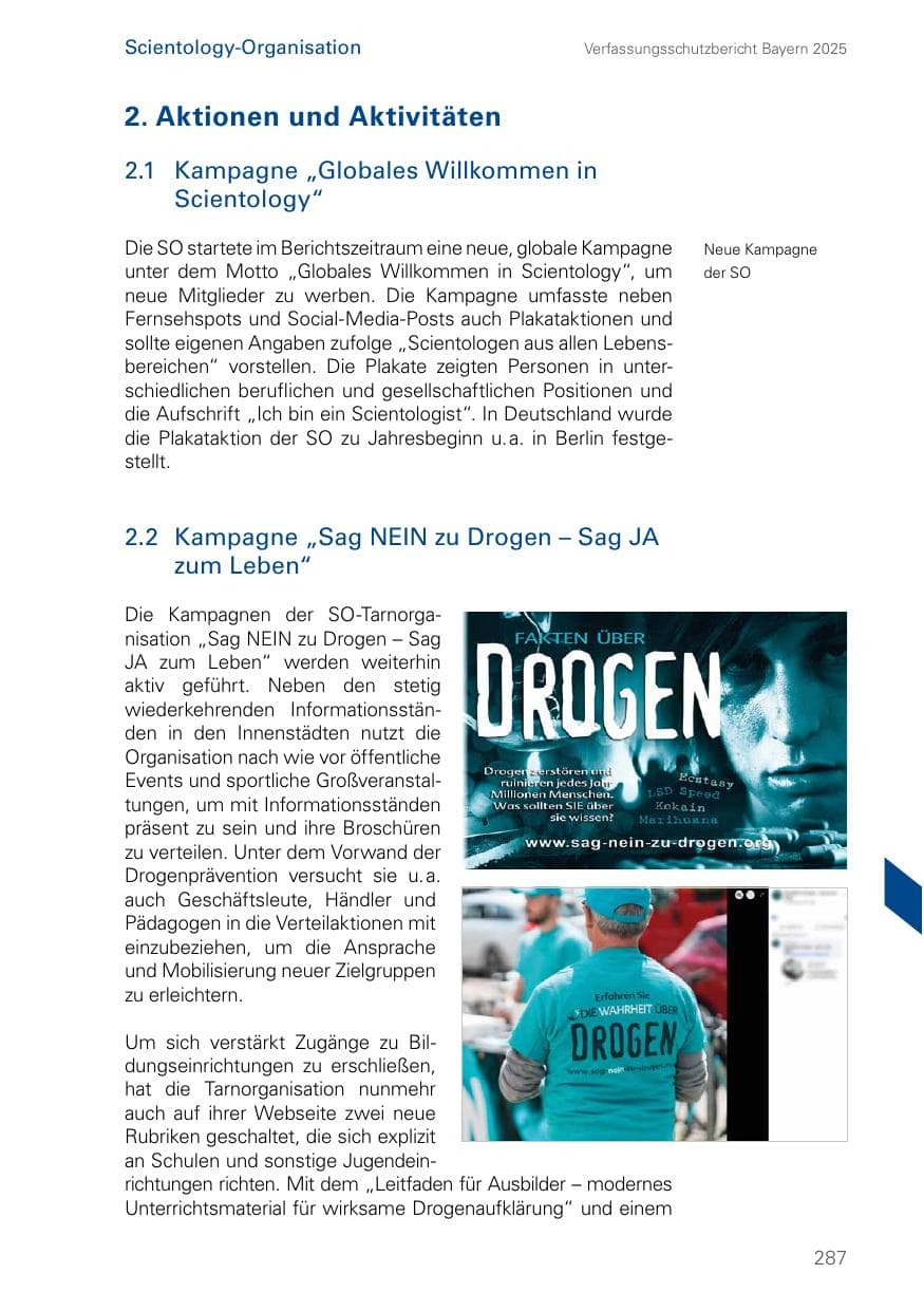 Seite 287 des Verfassungsschutzbericht 2025 Bayern