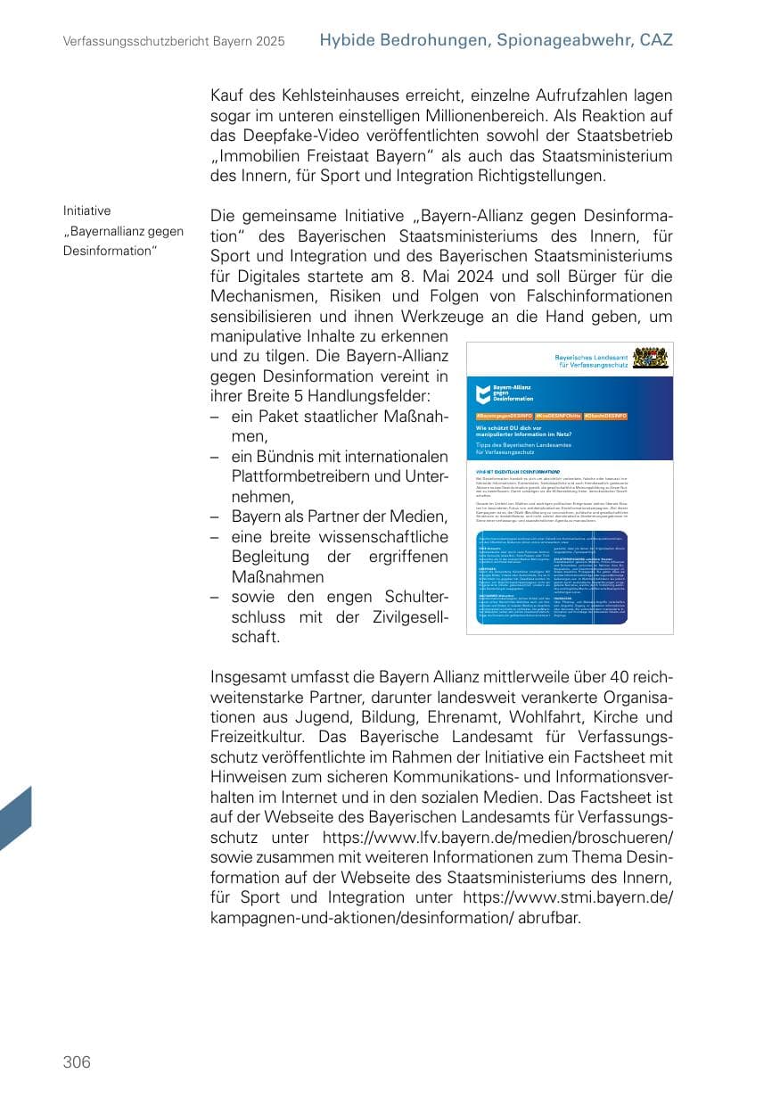 Seite 306 des Verfassungsschutzbericht 2025 Bayern