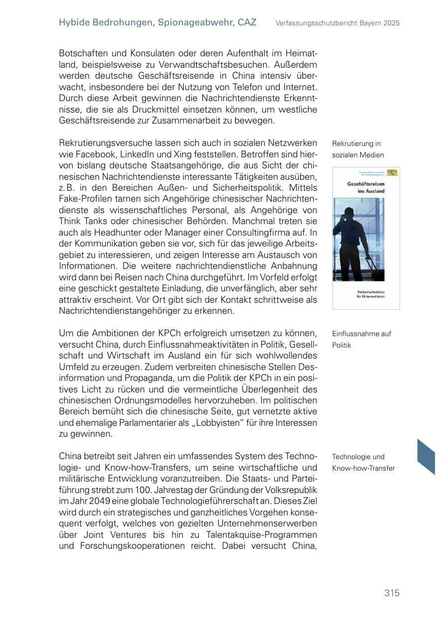Seite 315 des Verfassungsschutzbericht 2025 Bayern