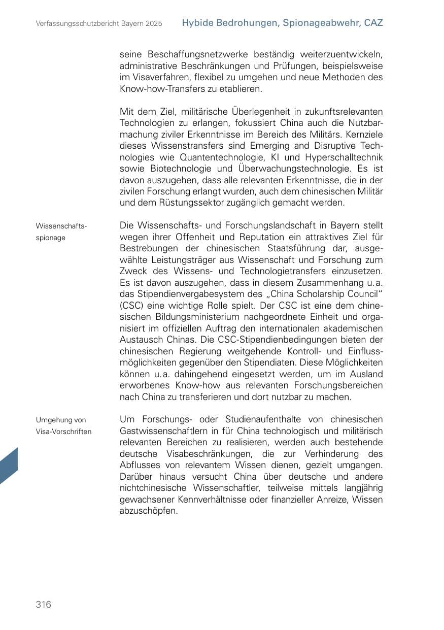 Seite 316 des Verfassungsschutzbericht 2025 Bayern