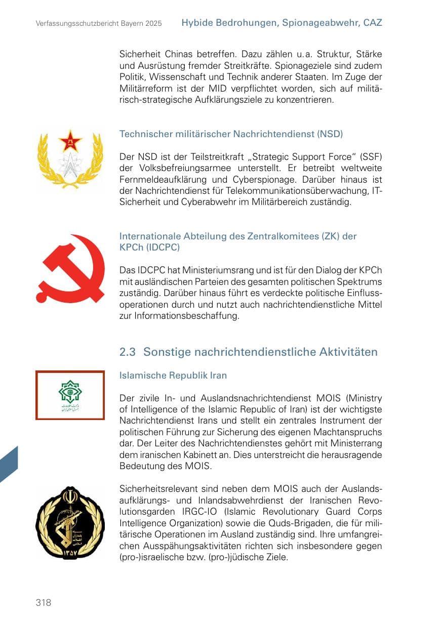 Seite 318 des Verfassungsschutzbericht 2025 Bayern