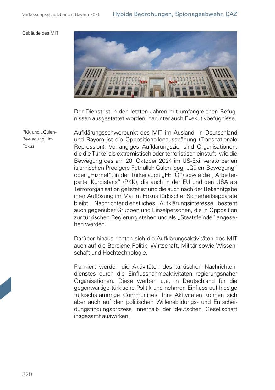 Seite 320 des Verfassungsschutzbericht 2025 Bayern
