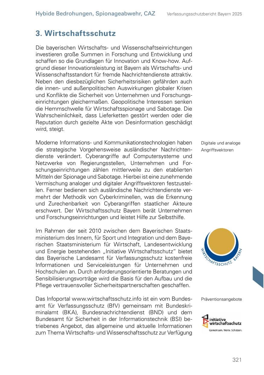Seite 321 des Verfassungsschutzbericht 2025 Bayern