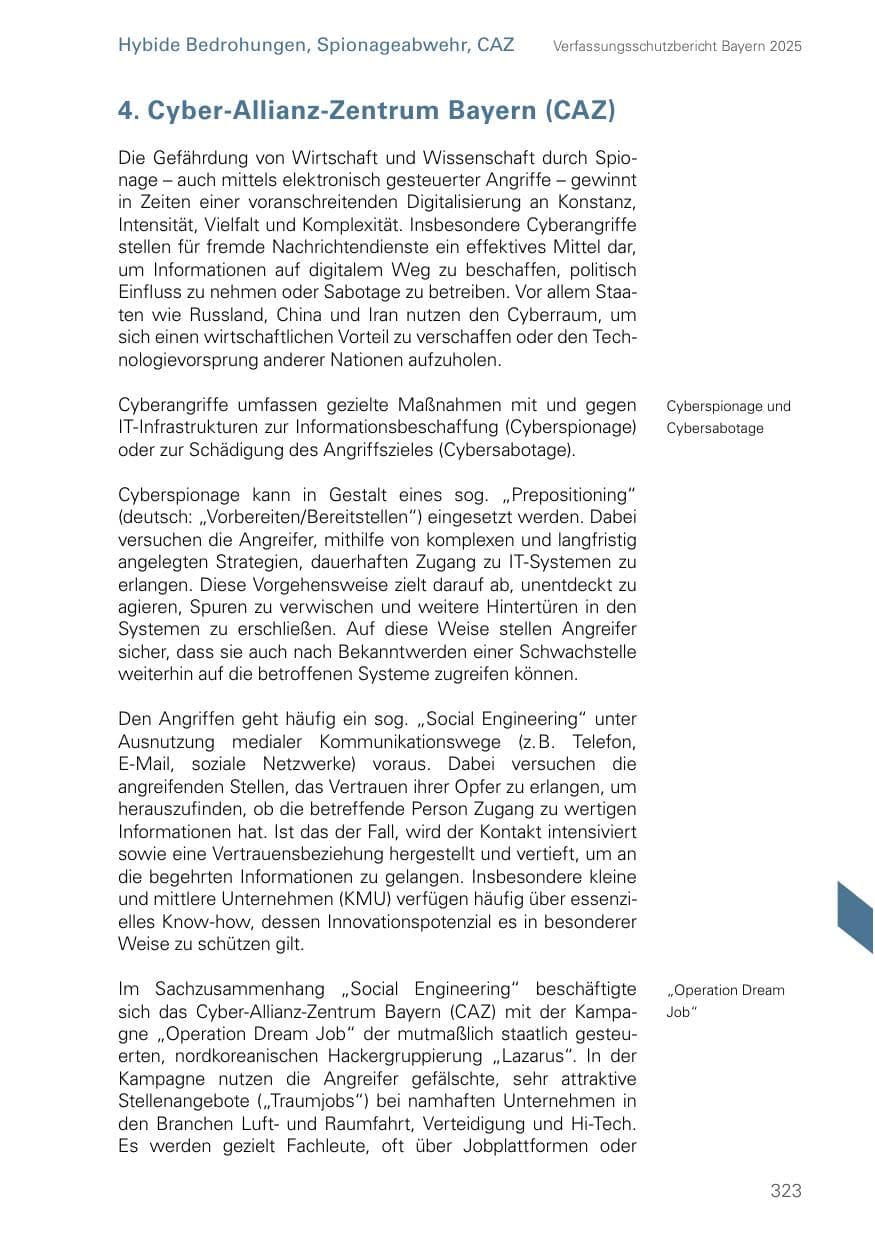 Seite 323 des Verfassungsschutzbericht 2025 Bayern
