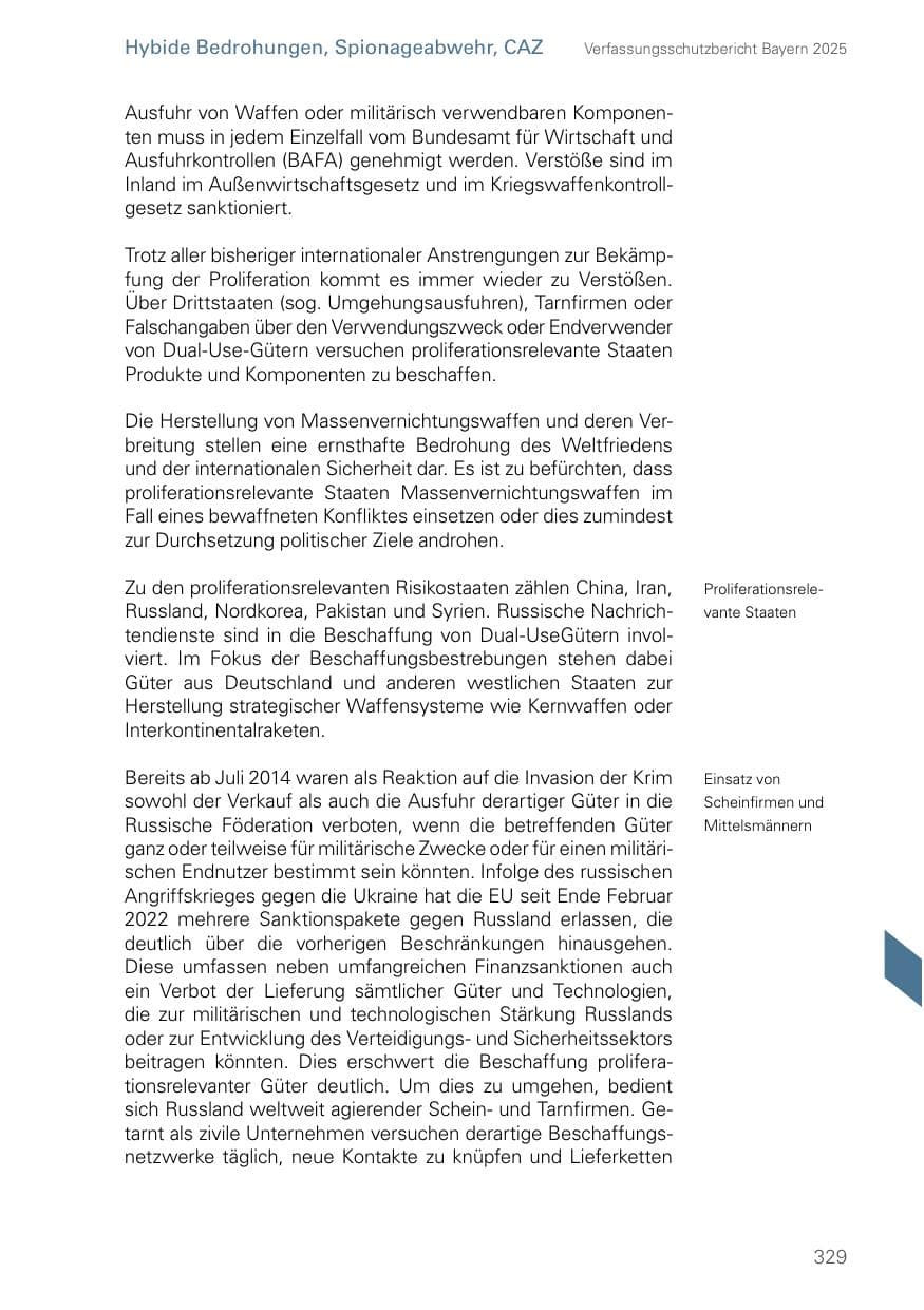 Seite 329 des Verfassungsschutzbericht 2025 Bayern