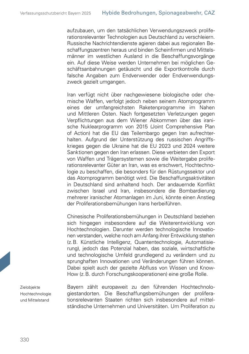 Seite 330 des Verfassungsschutzbericht 2025 Bayern