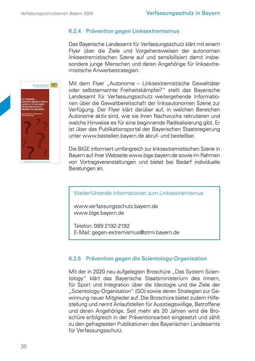 Seite 36 des Verfassungsschutzbericht 2025 Bayern