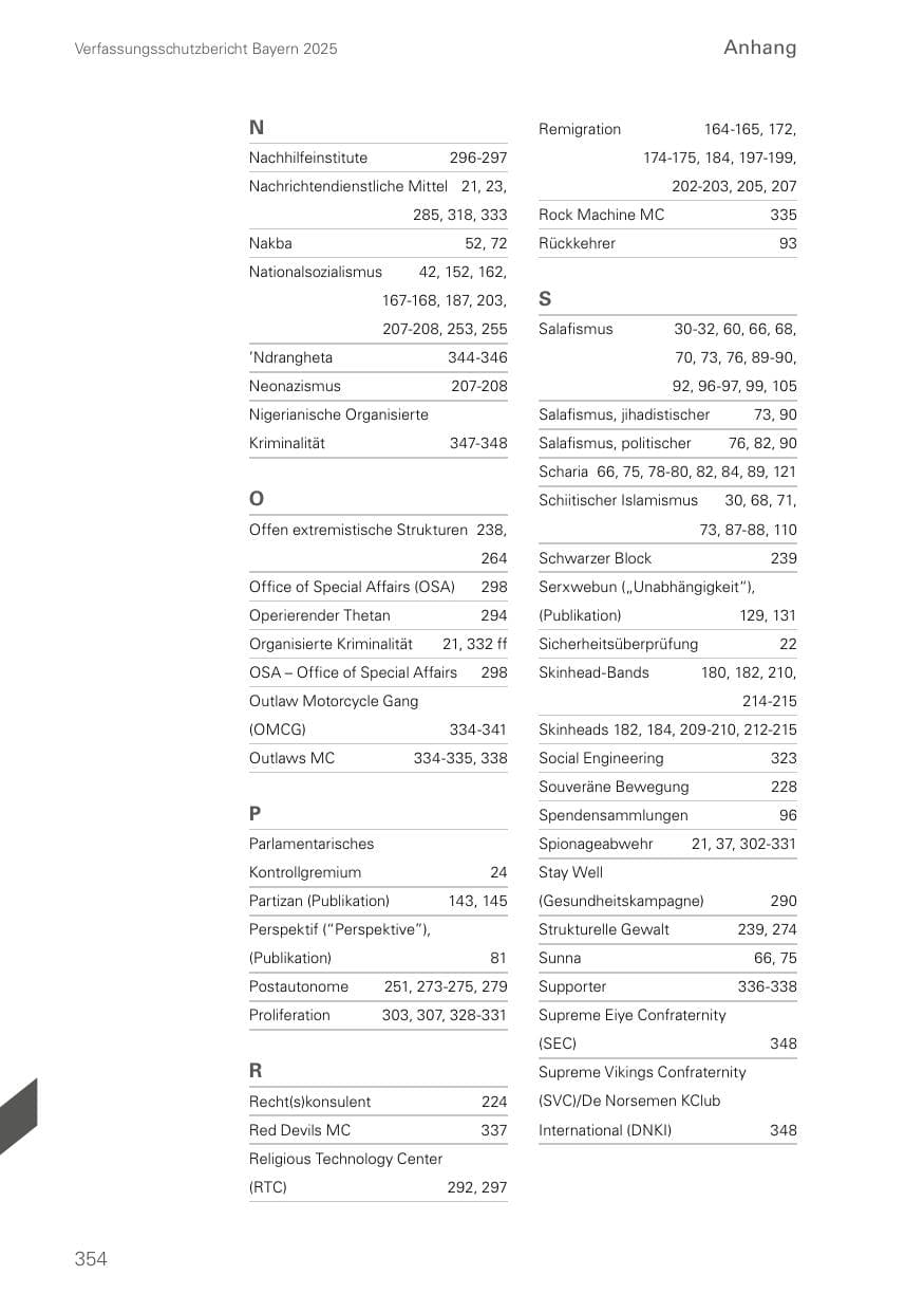 Seite 354 des Verfassungsschutzbericht 2025 Bayern