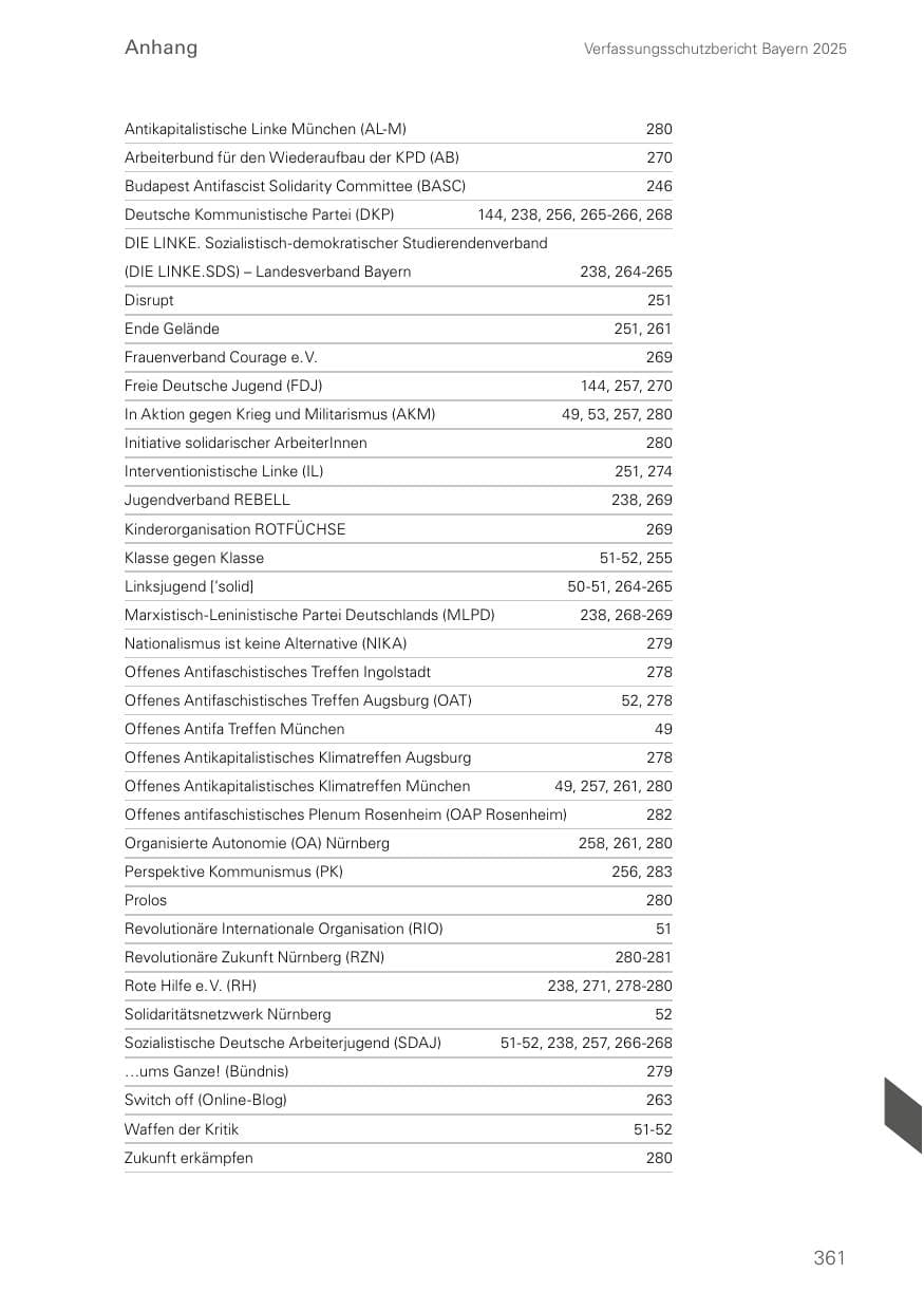 Seite 361 des Verfassungsschutzbericht 2025 Bayern