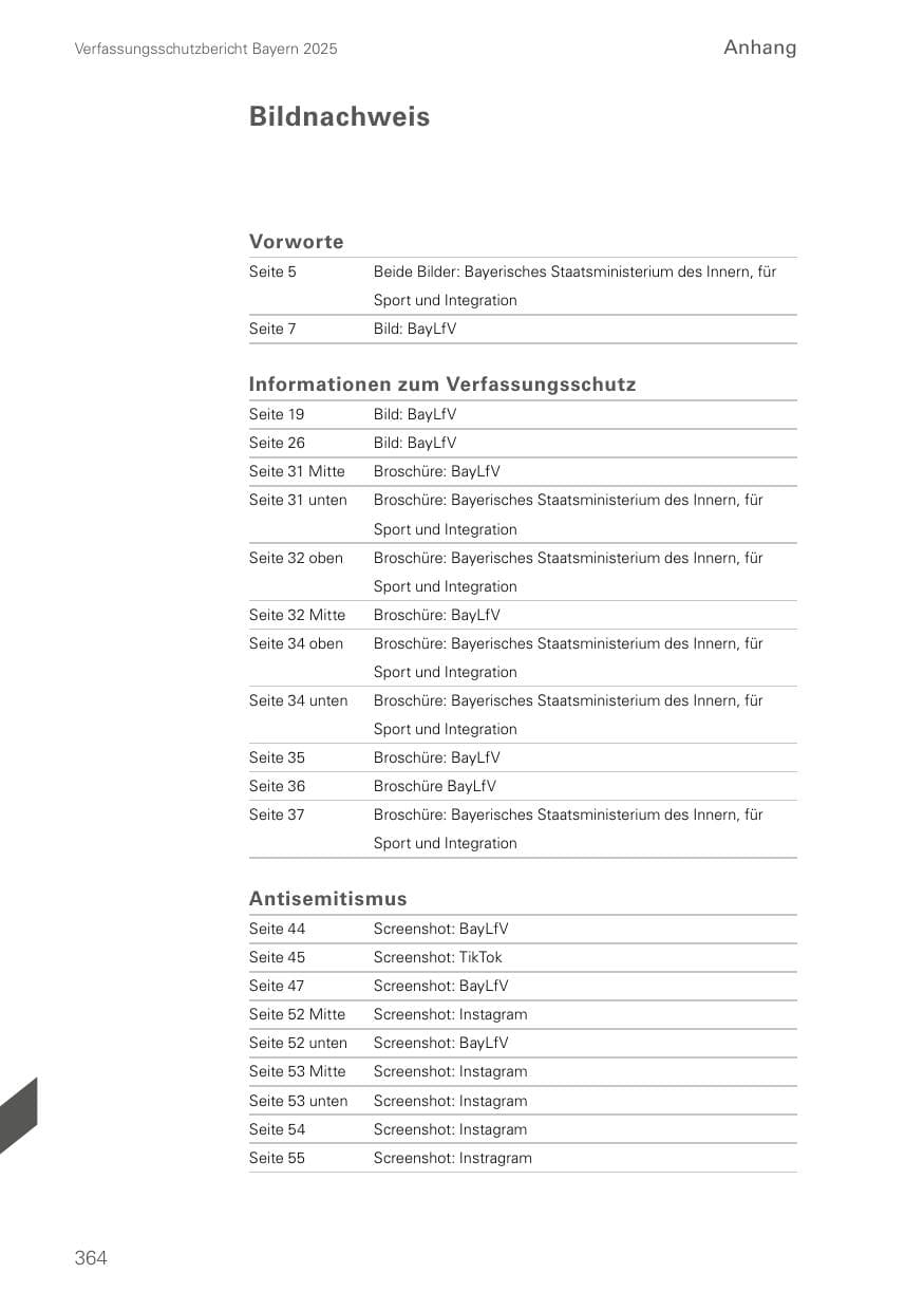 Seite 364 des Verfassungsschutzbericht 2025 Bayern