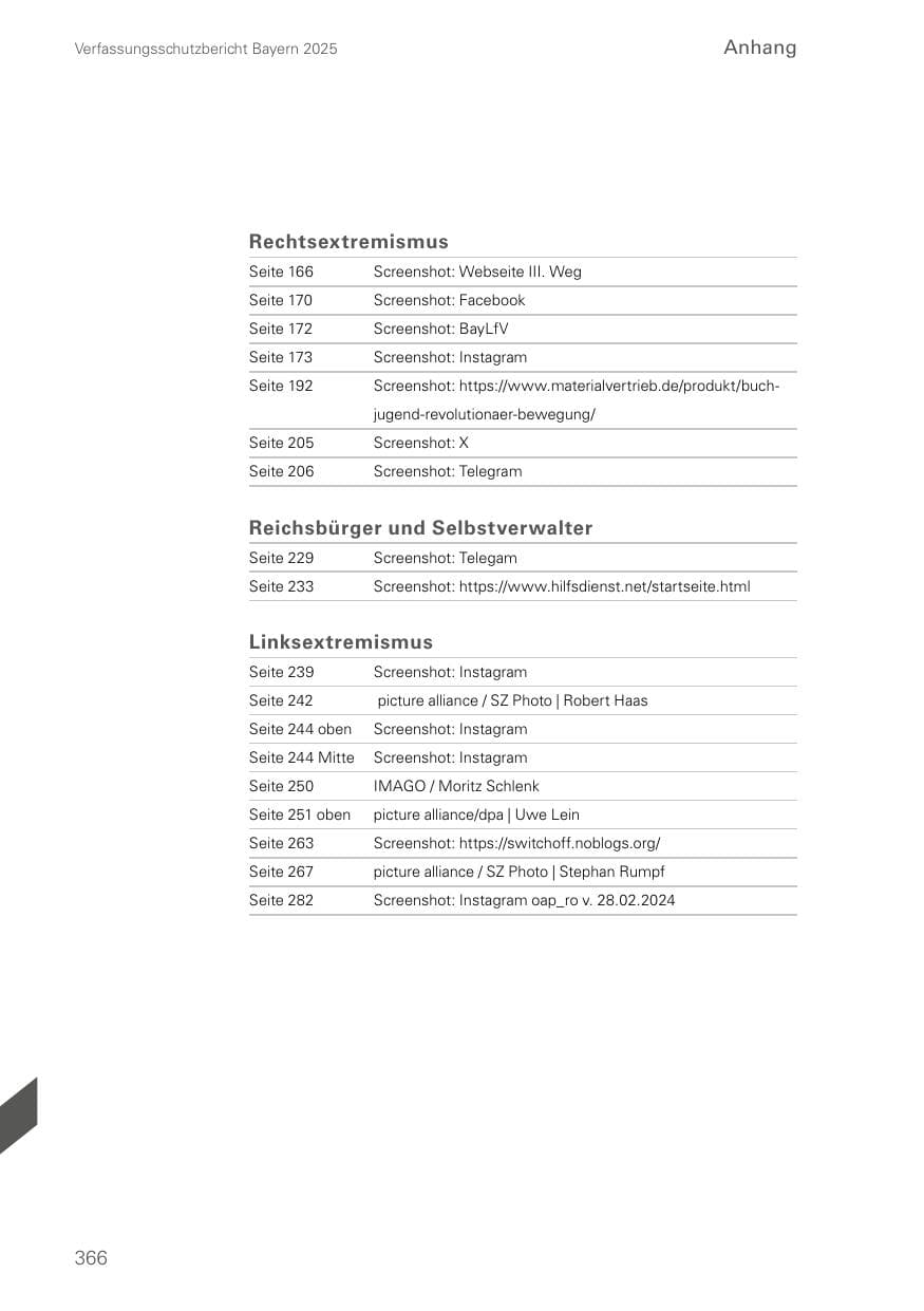 Seite 366 des Verfassungsschutzbericht 2025 Bayern