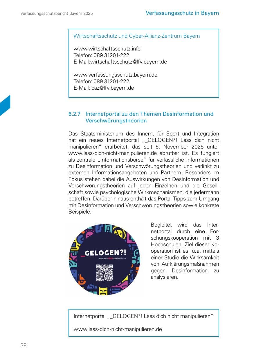 Seite 38 des Verfassungsschutzbericht 2025 Bayern