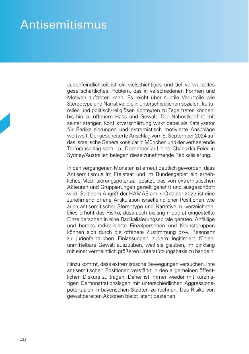 Seite 40 des Verfassungsschutzbericht 2025 Bayern