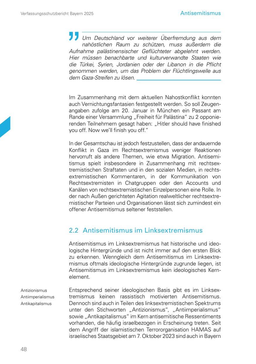 Seite 48 des Verfassungsschutzbericht 2025 Bayern
