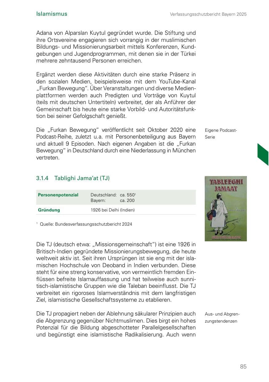 Seite 85 des Verfassungsschutzbericht 2025 Bayern
