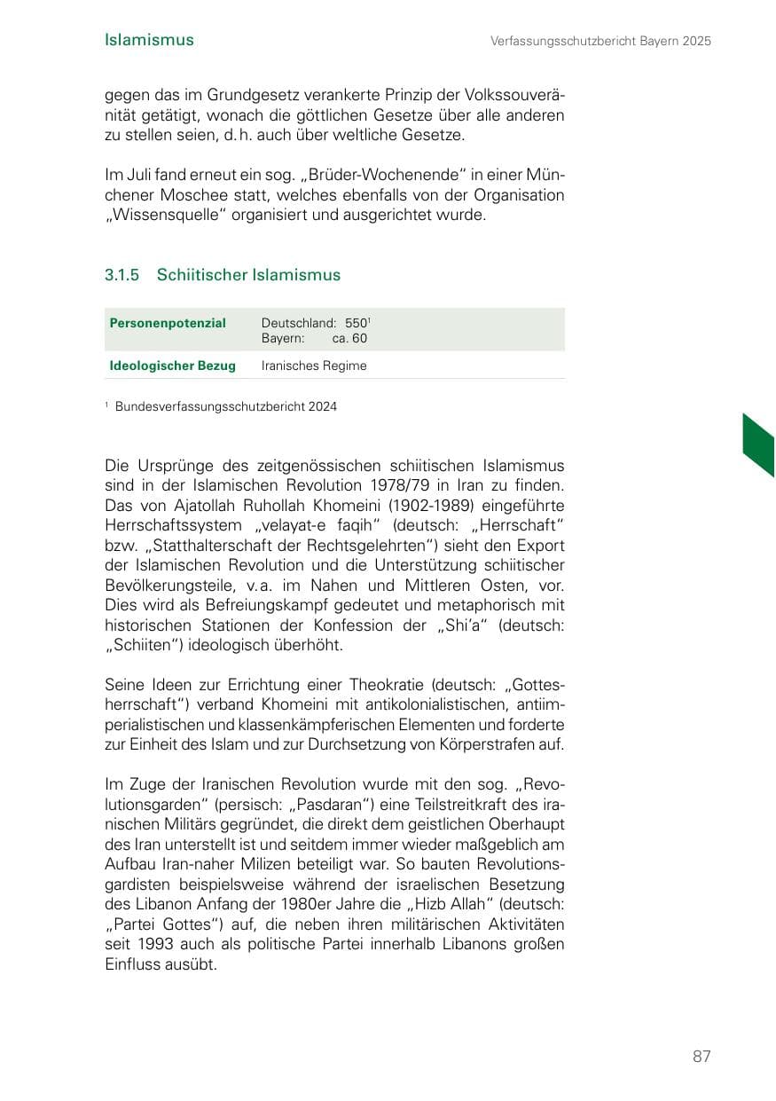 Seite 87 des Verfassungsschutzbericht 2025 Bayern