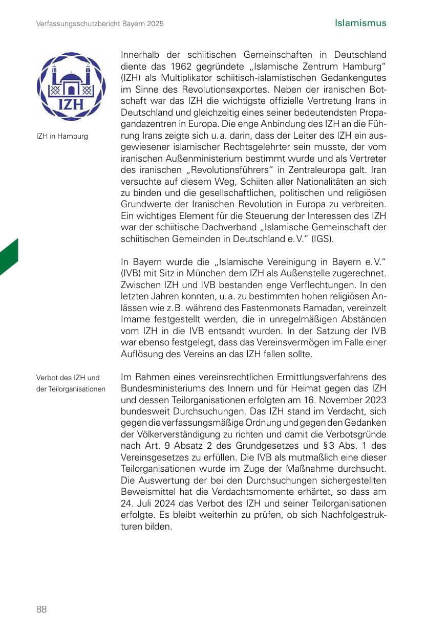 Seite 88 des Verfassungsschutzbericht 2025 Bayern