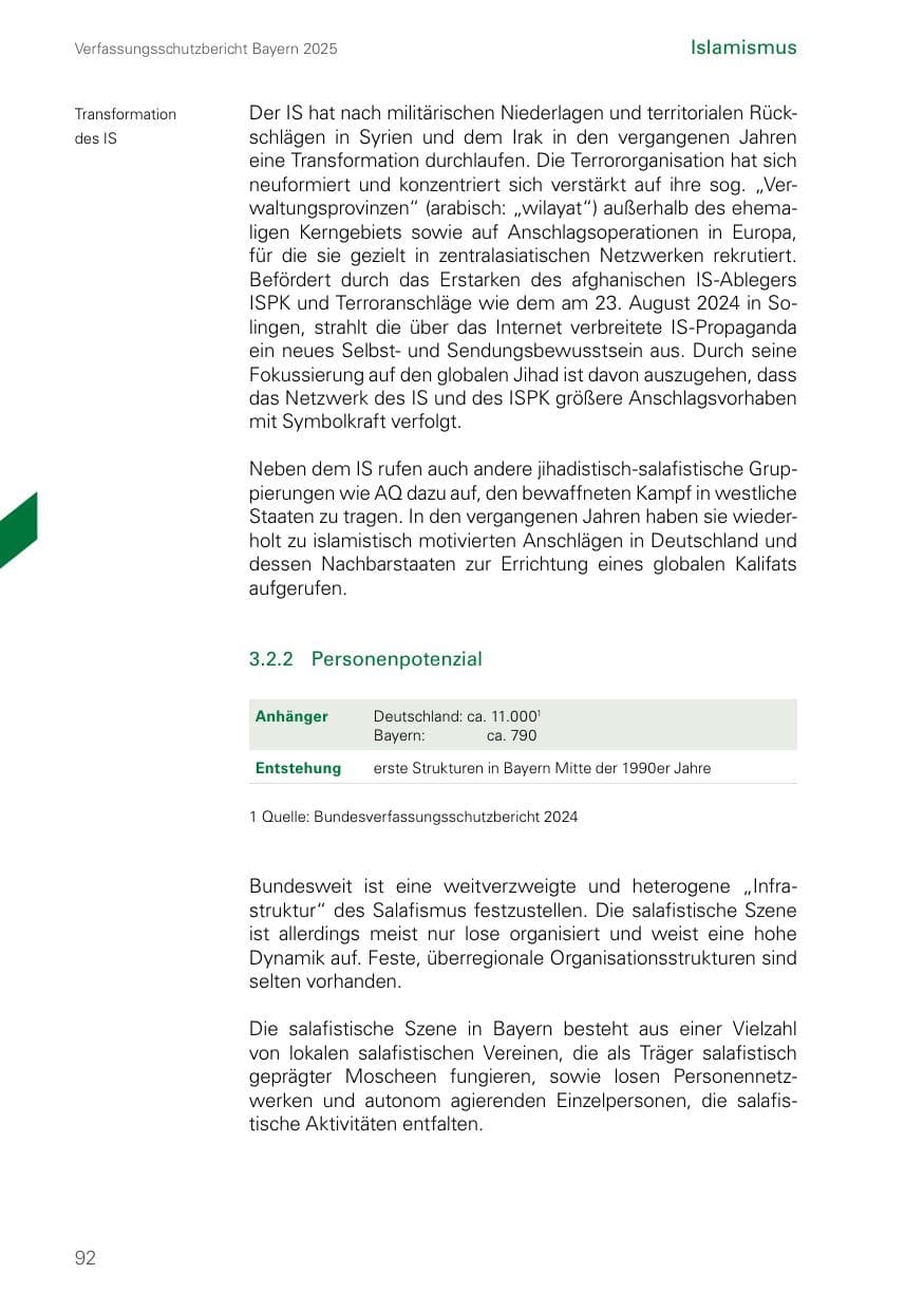 Seite 92 des Verfassungsschutzbericht 2025 Bayern