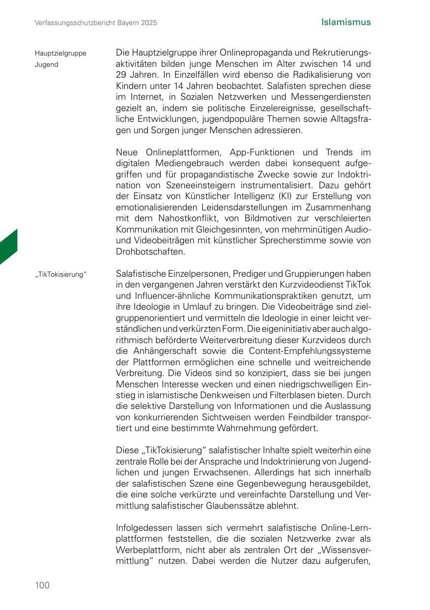 Seite 100 des Verfassungsschutzbericht 2025 Bayern