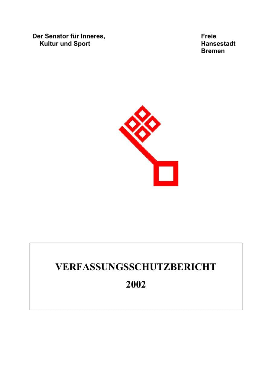 Seite 1 des Verfassungsschutzbericht 2002 Bremen
