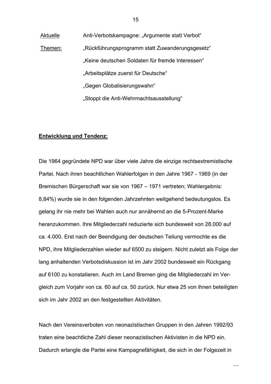 Seite 15 des Verfassungsschutzbericht 2002 Bremen