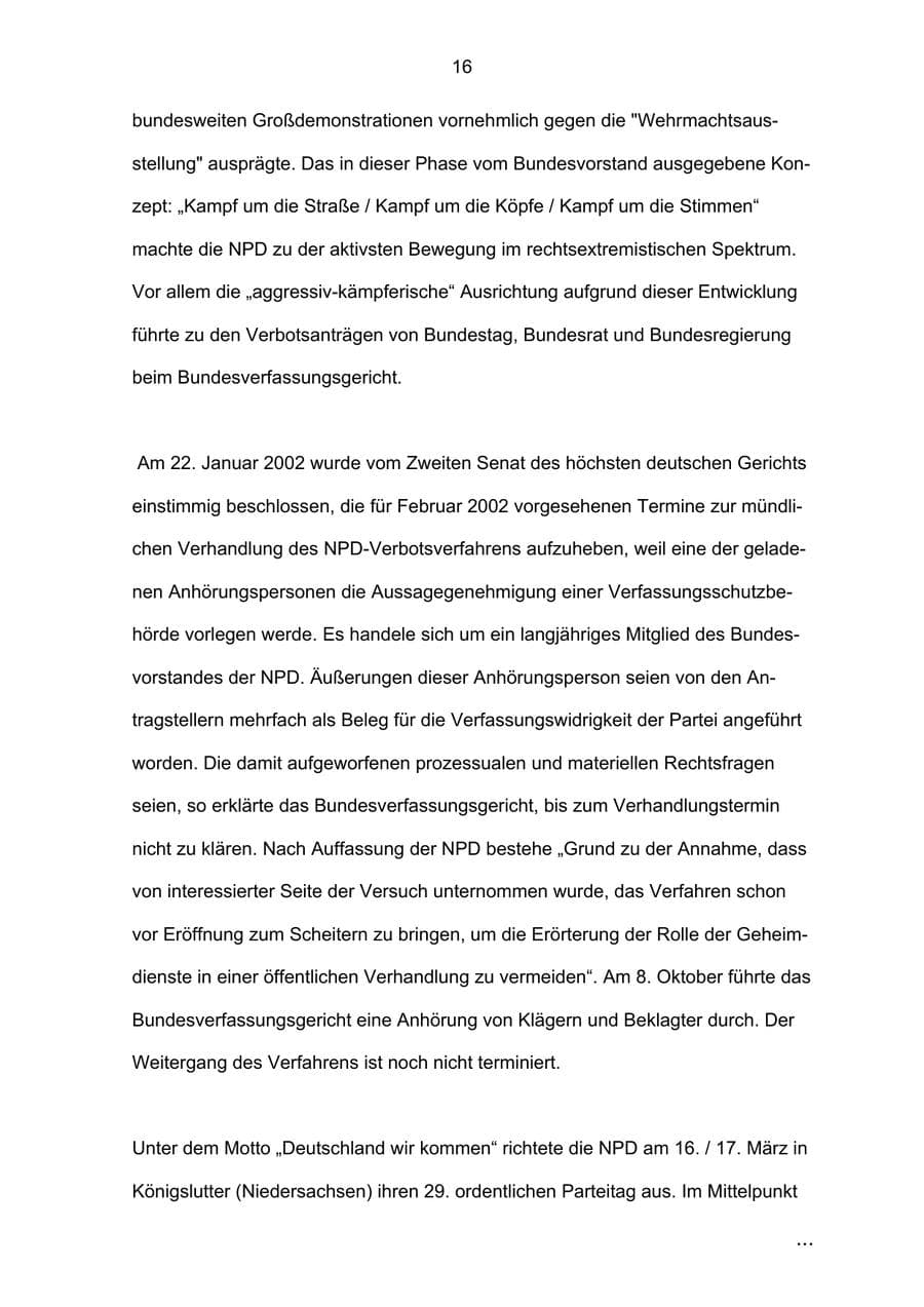 Seite 16 des Verfassungsschutzbericht 2002 Bremen