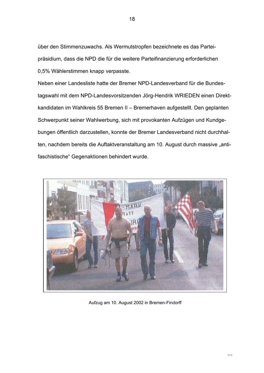 Seite 18 des Verfassungsschutzbericht 2002 Bremen
