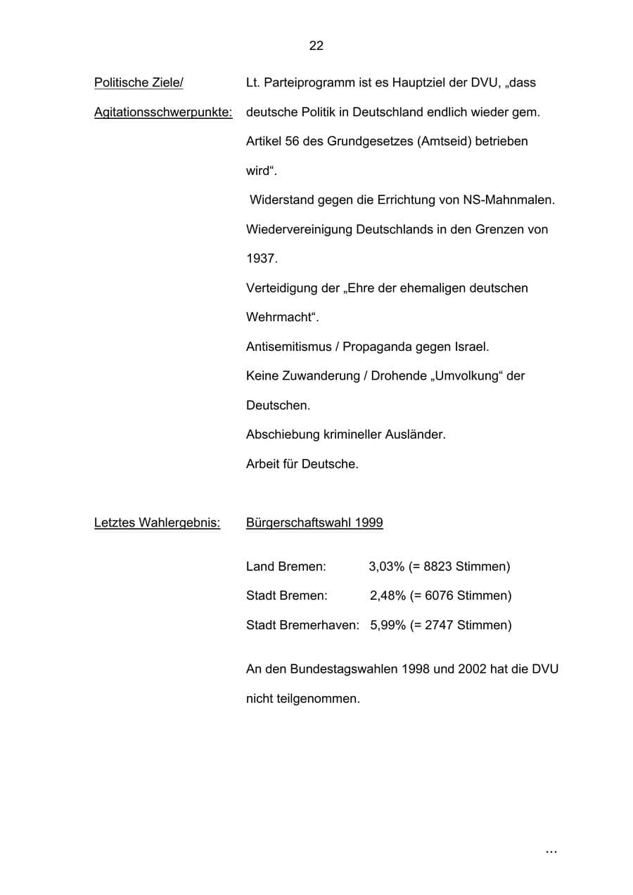 Seite 22 des Verfassungsschutzbericht 2002 Bremen