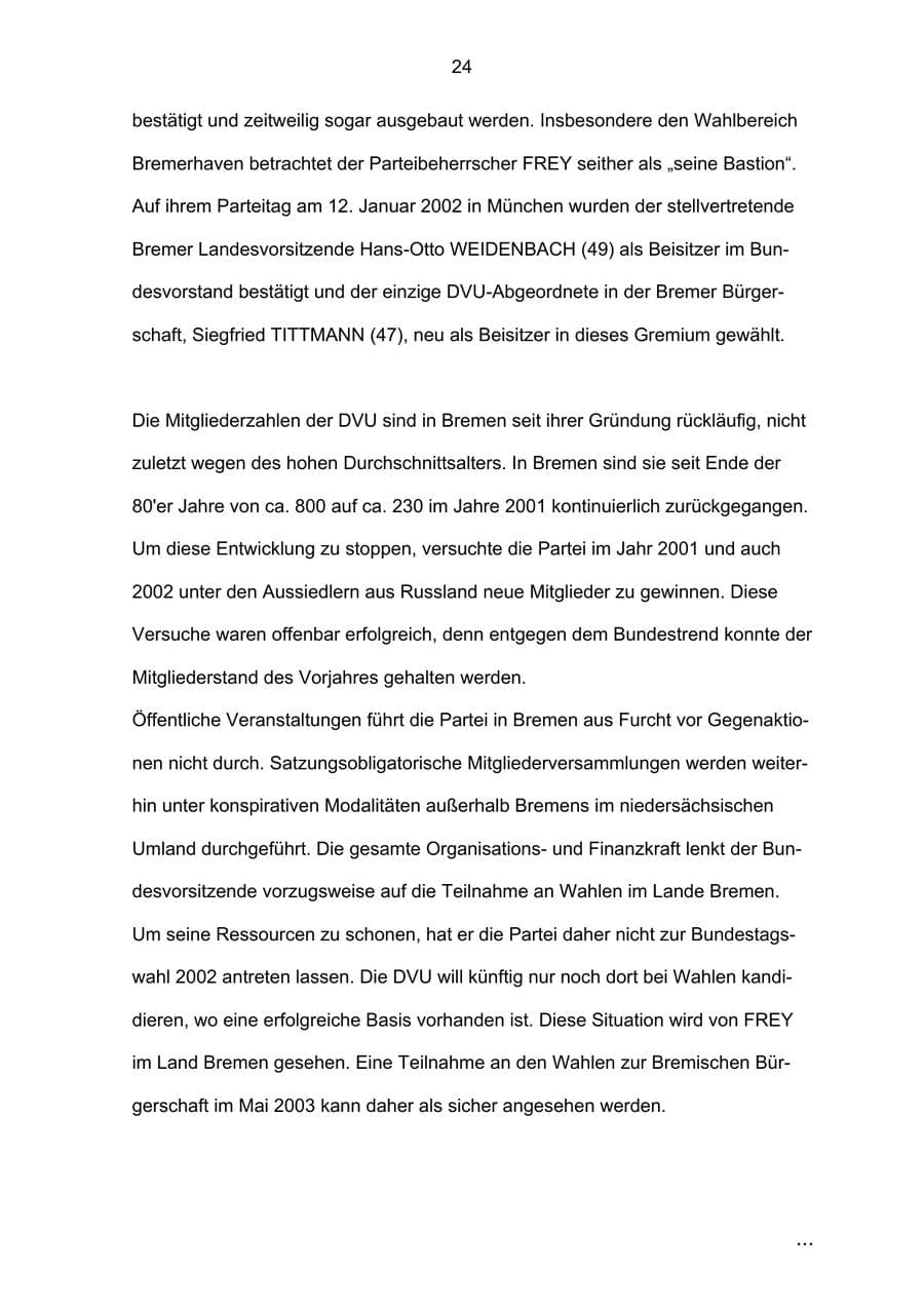 Seite 24 des Verfassungsschutzbericht 2002 Bremen
