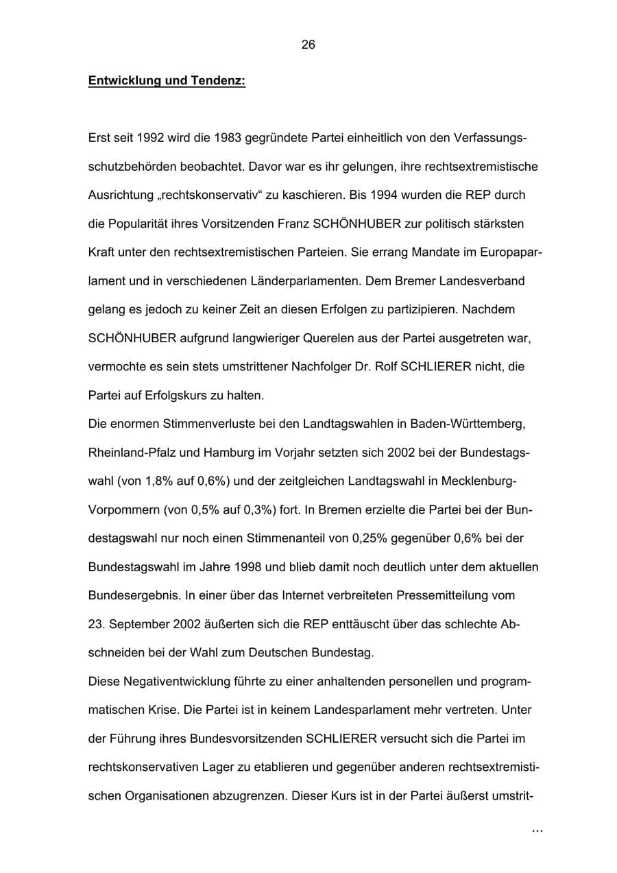 Seite 26 des Verfassungsschutzbericht 2002 Bremen