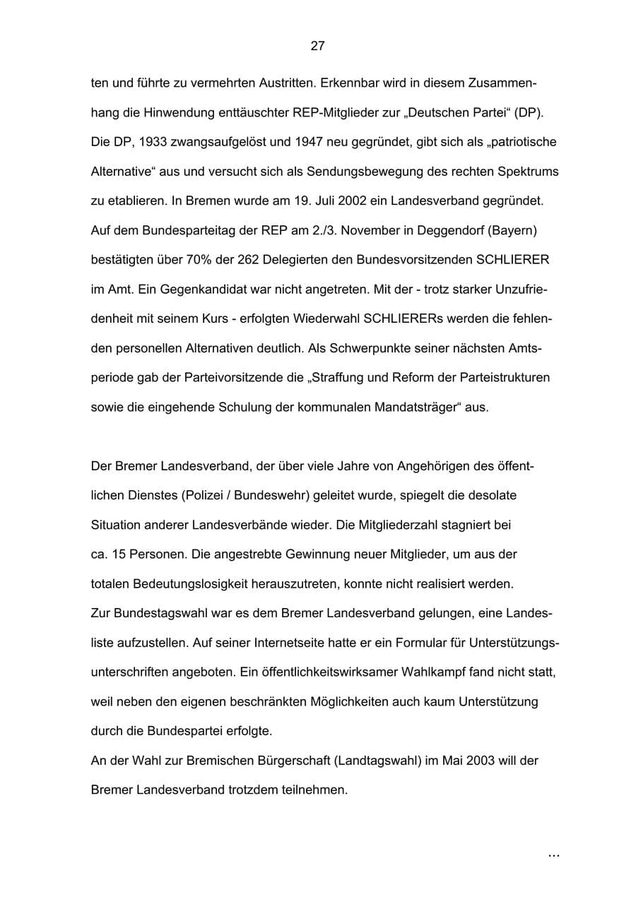 Seite 27 des Verfassungsschutzbericht 2002 Bremen